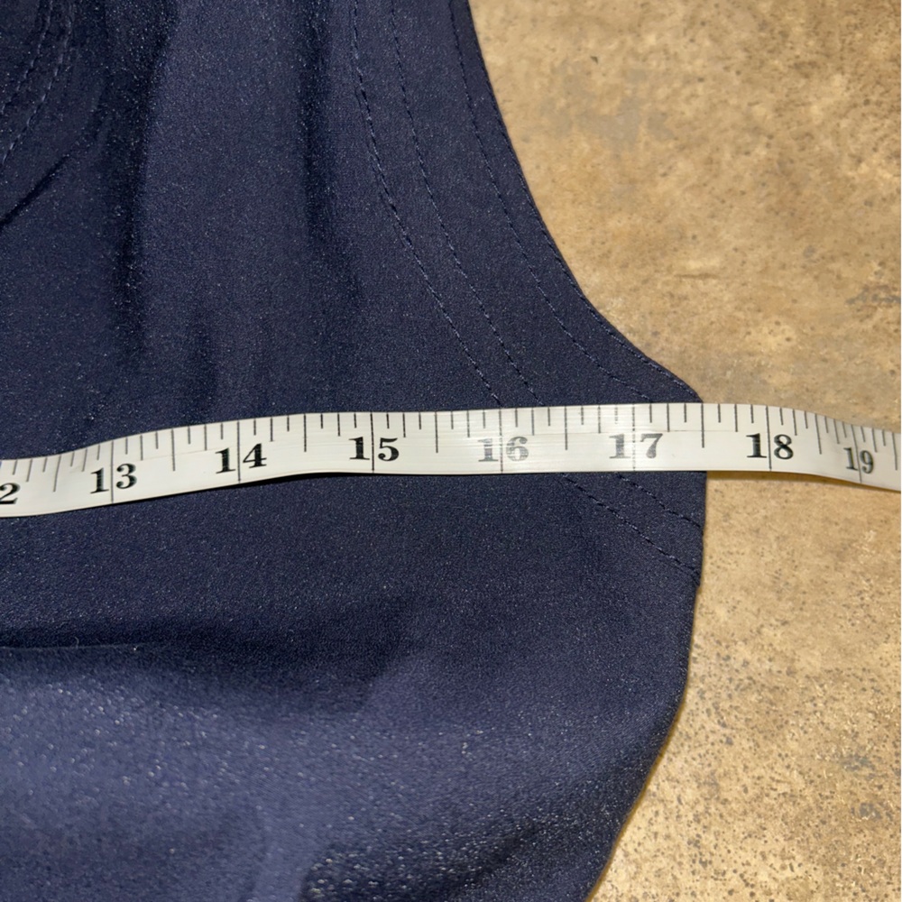 Ann Taylor Dress - navy blue sleeveless belted midi length - Picture 10 of 11